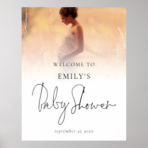 Foto Overlay Modernes Skript Begrüßungsdusche Baby Poster