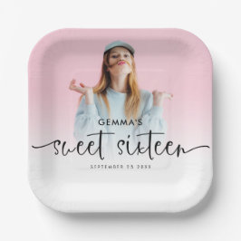 Foto Overlay Name Date-Skript 16 . Geburtstag Pappteller