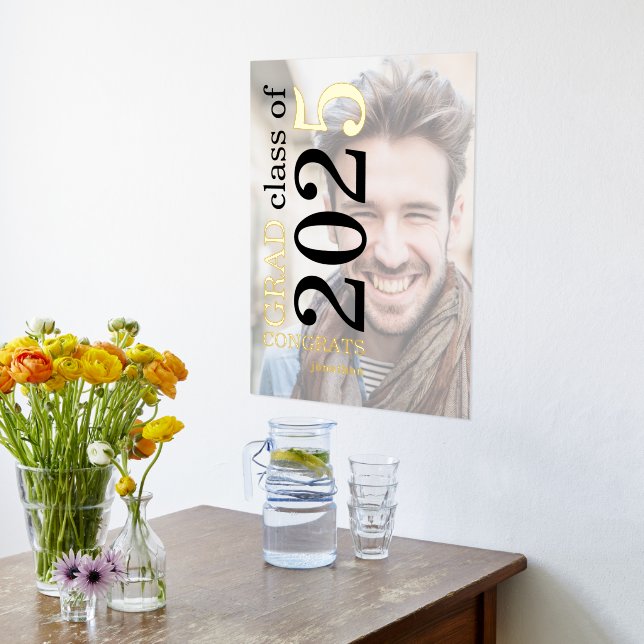 Foto Overlay Name Glückwunsch Grad 2025 Abschluss Foliendrucke (Ablage(Küche))