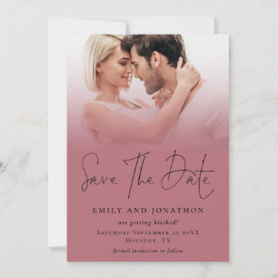 Foto Overlay QR Rose Gold Black Script Hochzeit Save The Date