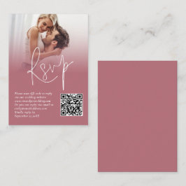 Foto Overlay QR Rose Gold Script Hochzeit RSVP Begleitkarte