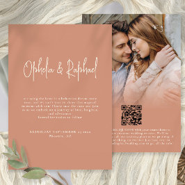 Foto Overlay Script QR Boho Wedding Terracotta Save The Date