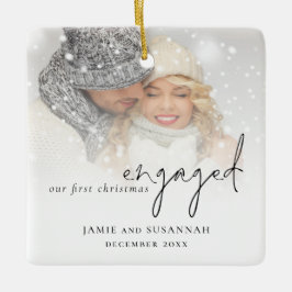 Foto Overlay-Skriptnamen 1. Verlobte Weihnachten Keramikornament