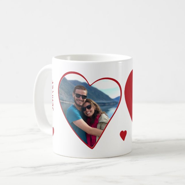Foto Paar Initialen Herzform Valentine Kaffeetasse (Vorderseite Links)