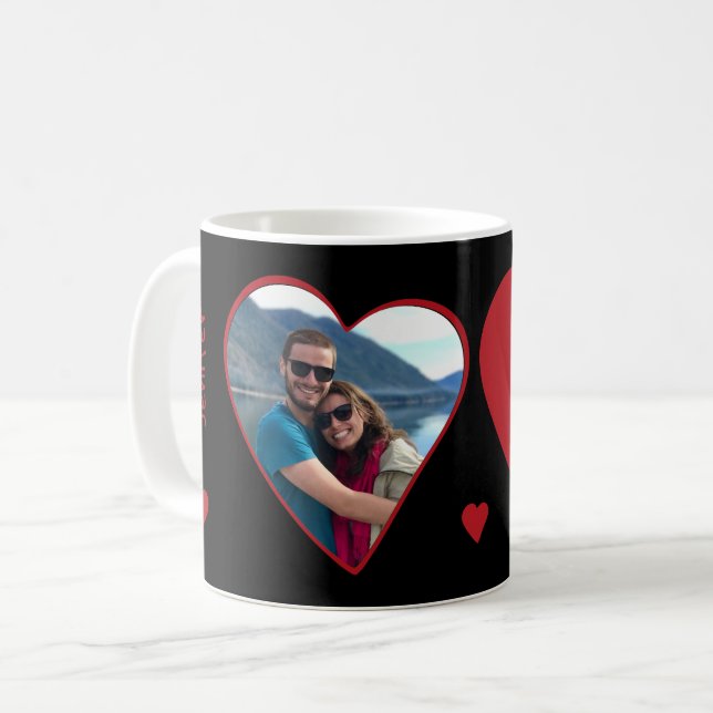Foto Paar Initialen Herzform Valentine Kaffeetasse (Vorderseite Links)