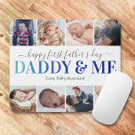 Foto Papa & Me Mousepad<br><div class="desc">Elegantes Mousepad des ersten Vaters mit dem niedlichen Sprichwort "daddy & me" in einem blauen Farbverlauf Schriftart,  6 Fotos für Sie zu ersetzen durch Ihre eigenen,  und den Kinder-Namen.</div>