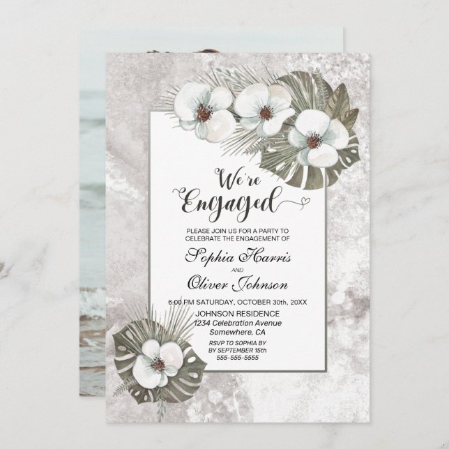 Foto-Partnerschaft für tropische Weiße Orchideen Einladung (Vorne/Hinten)