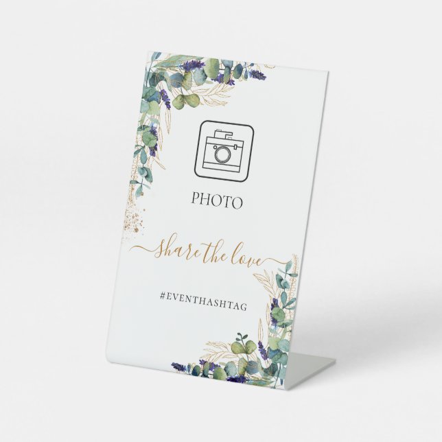 Foto Party Hashtag Eukalyptus Grüne Sockelschild (Vorderseite)