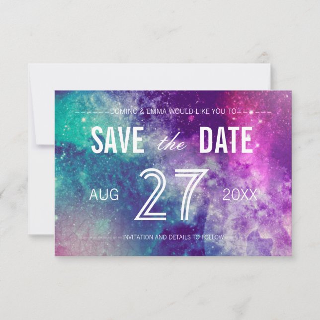 Foto Pastel Galaxy Speichern Sie die Datumskarten Save The Date (Vorderseite)