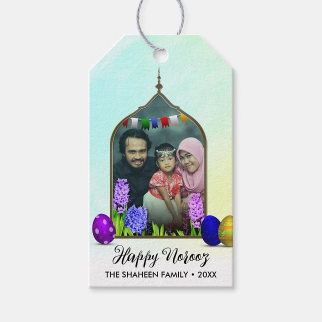 Foto Pastel Happy Noroz Mint Blume Buntes Ei Geschenkanhänger (Vorderseite)