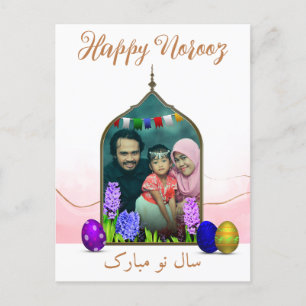 Foto Pastel Pink Blume Happy Norooz Farbiges Ei Feiertagspostkarte
