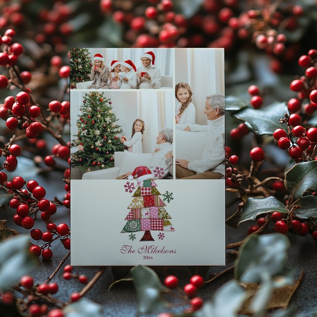 Foto-Patchwork-Weihnachtsbaum Preppy Feiertagskarte (Von Creator hochgeladen)