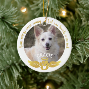 Foto Pawprint Heart Angel Wings Gold Keramik Ornament