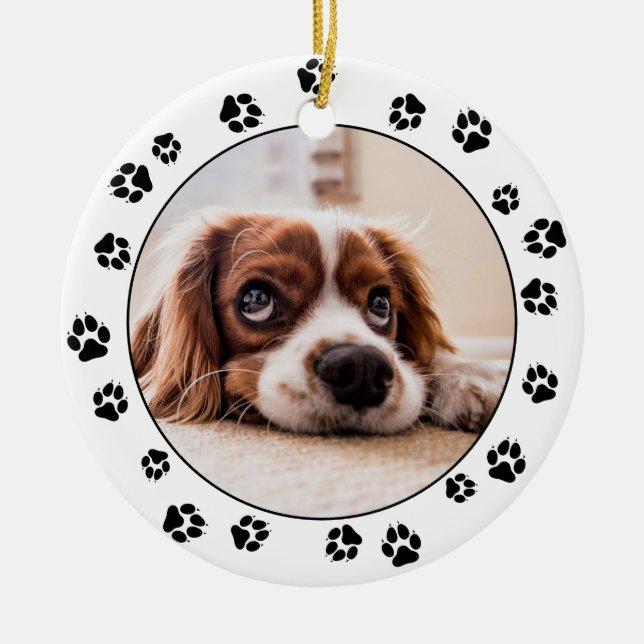Foto Pawprints Keramik Ornament (Vorne)