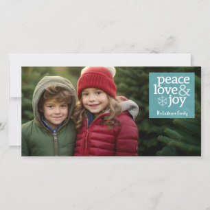 Foto - Peace Liebe and Joy - Light Blue Feiertagskarte