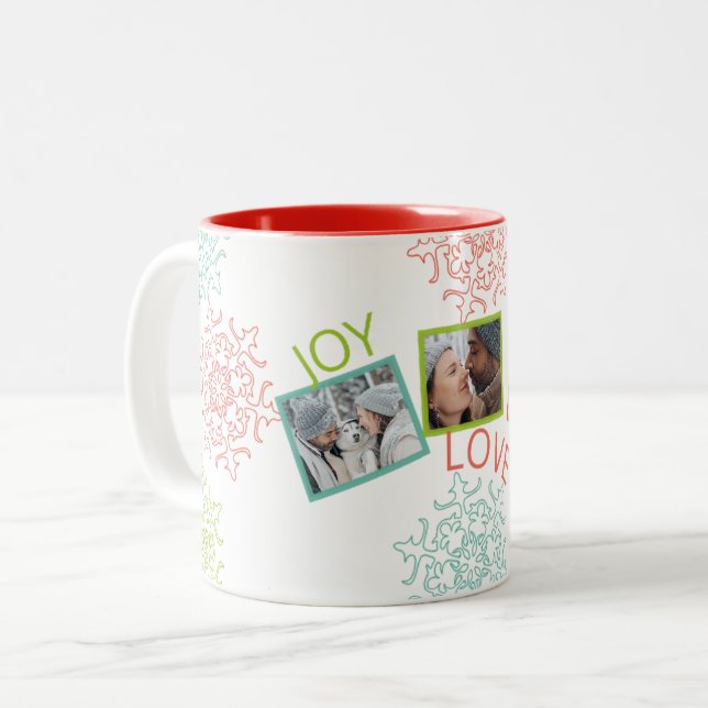 Foto Peace Liebe Joy Snowflake Tasse (Vorderseite Links)