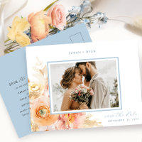 Foto Peach Blush and Blue Wedding Save the Date