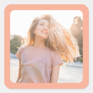 Foto Peach Border Quadratischer Aufkleber