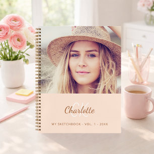 Foto-Peach-Monogramm Notizbuch