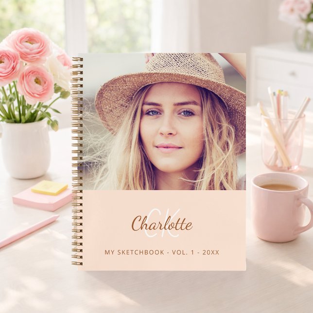 Foto-Peach-Monogramm Notizbuch (Von Creator hochgeladen)