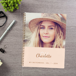 Foto-Peach-Monogramm Notizbuch
