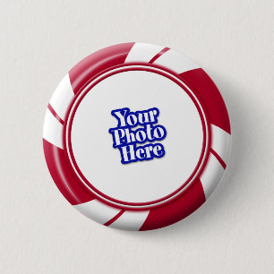 Foto Peppermint Swirl Stripe Candy Button