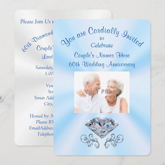 Foto Personalisiert Einladungen zum 60-jährigen Ju (Vorne/Hinten)