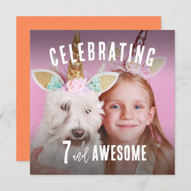 Foto Personalisiert Geburtstag Einladung (Vorne/Hinten)