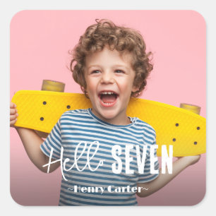 Foto Personalisiert Geburtstag Quadratischer Aufkleber