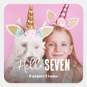 Foto Personalisiert Geburtstag Quadratischer Aufkleber