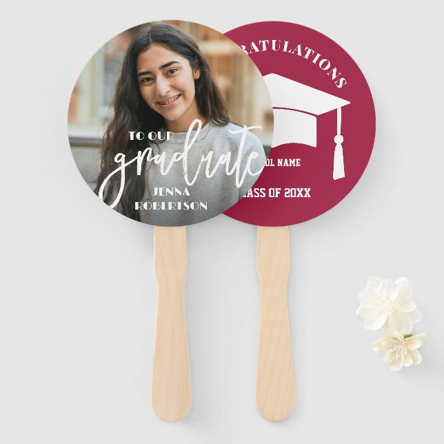 Foto Personalisiert Graduate Hand Fan Fächer (Vorne und Hinten)