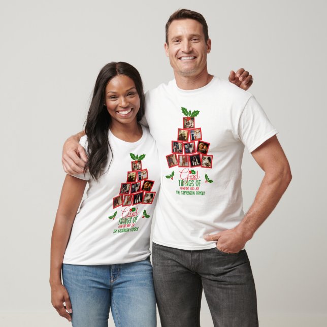 Foto Personalisiert Holiday Tree Weihnachten T-Shirt (Unisex)