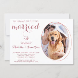 Foto Personalisiert Hund Hochzeit Rose Gold Einladung