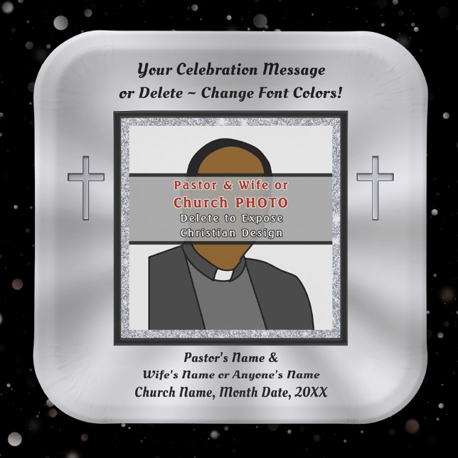 Foto Personalisiert, kirchlich oder Christlich Pappteller (Christian Paper Plates for your Church Anniversary Party, Pastor Anniversary Party Supplies. )