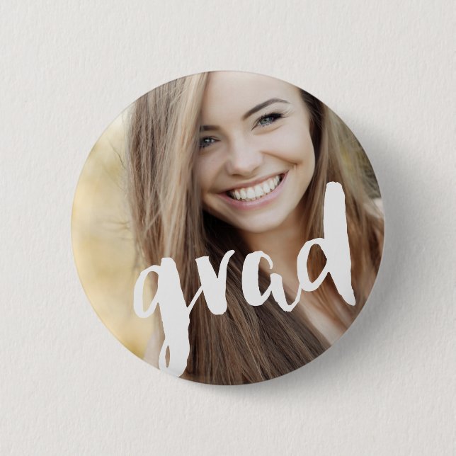 Foto Personalisiert Moderne Grad Celebration Button (Vorderseite)
