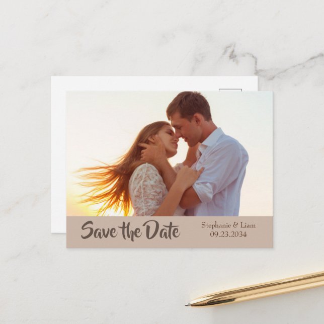 Foto Personalisiert Moderne Typografie Save the Da Ankündigungspostkarte (Vorderseite/Rückseite Beispiel)