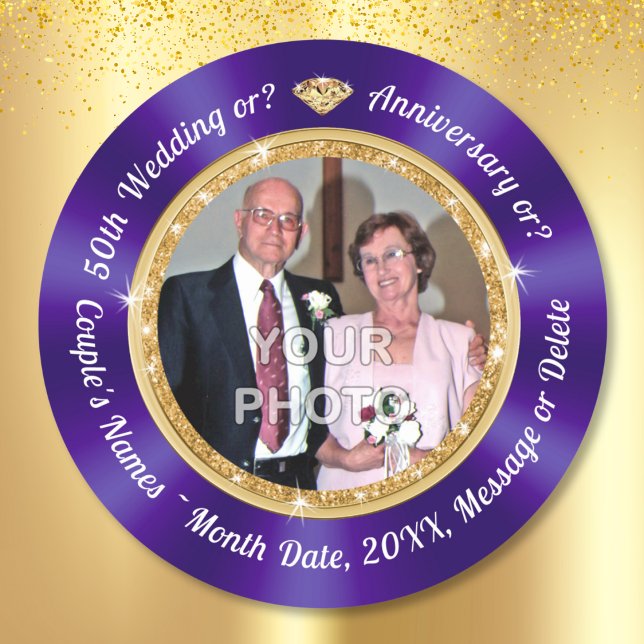 Foto Personalisiert, Sticker zum 50. Jahrestag (50th Anniversary Envelope Stickers. Golden wedding anniversary party supplies. Photo Stickers. )