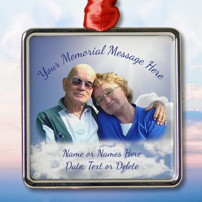 Foto Personalisiert Weihnachten im Himmel Silbernes Ornament (Memorial Christmas Ornaments for Dad. Memorial christmas ornament with picture, of parents, mom, dad)