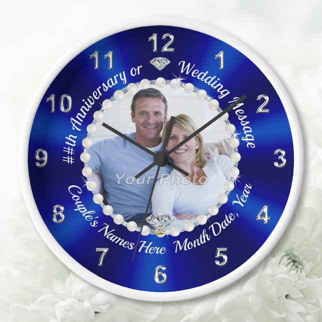 Foto, Personalisierte Jubiläumszeit, JEDES JAHR Uhr (60th wedding anniversary Clock. Diamond Anniversary Clock. 65 year, 45th wedding anniversary gifts. )