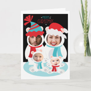 Foto Personalisierte Weihnachtsbärenfamilie Karte