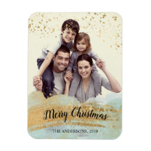 Foto personalisierter Weihnachtsmagnet, Goldminze