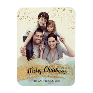 Foto personalisierter Weihnachtsmagnet, Goldminze Magnet