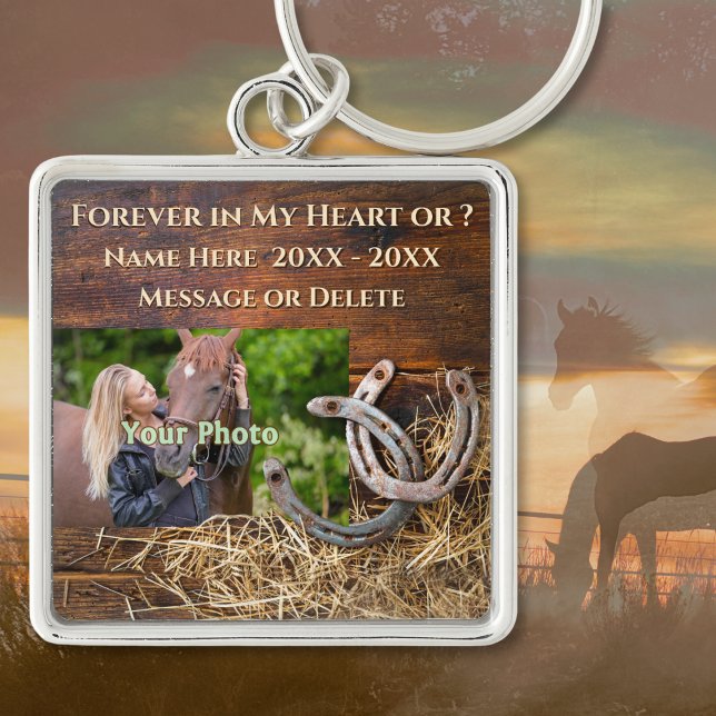 Foto Personalisiertes Pferd Erinnerungsgeschenke,  Schlüsselanhänger (Photo Personalized, Horse Memorial Gifts. Horse memorial keychain in various shapes, sizes, prices. )