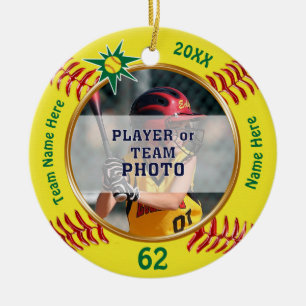 Foto Personalisiertes Softball-Geschenk für Spiel Keramik Ornament