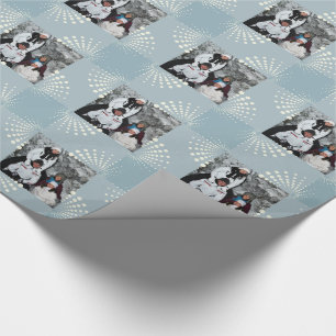 Foto-personalisiertes Winter-Blau Geschenkpapier