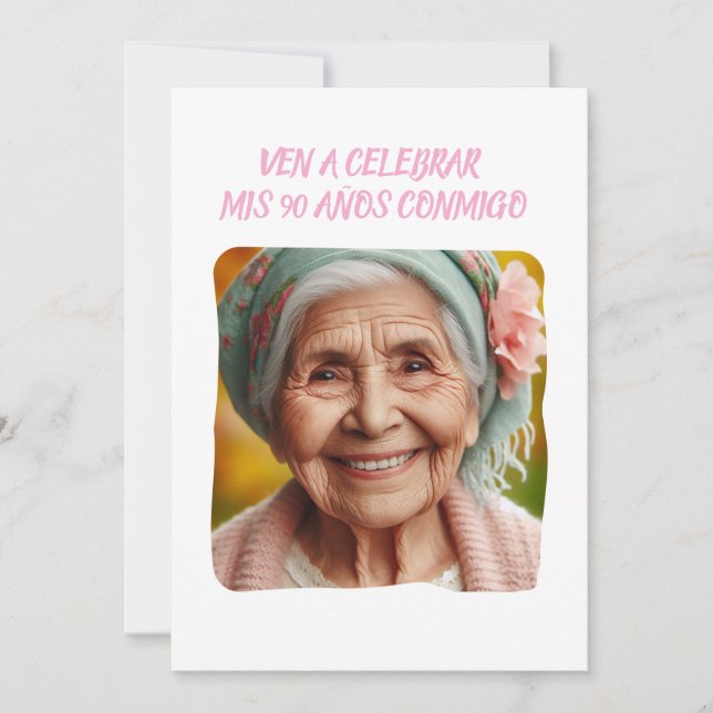 Foto Personalizada 90 Años Fiesta de Cumpleaños Einladung (Vorderseite)