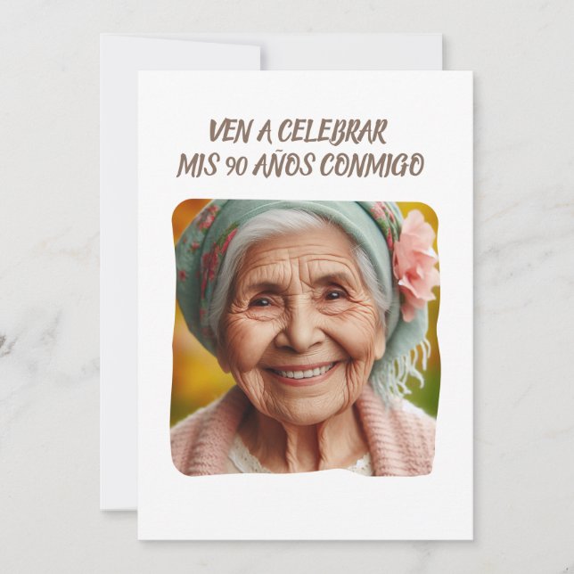 Foto Personalizada 90 Años Fiesta de Cumpleaños Einladung (Vorderseite)