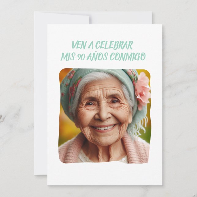 Foto Personalizada 90 Años Fiesta de Cumpleaños Einladung (Vorderseite)