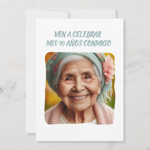 Foto Personalizada 90 Años Fiesta de Cumpleaños Einladung