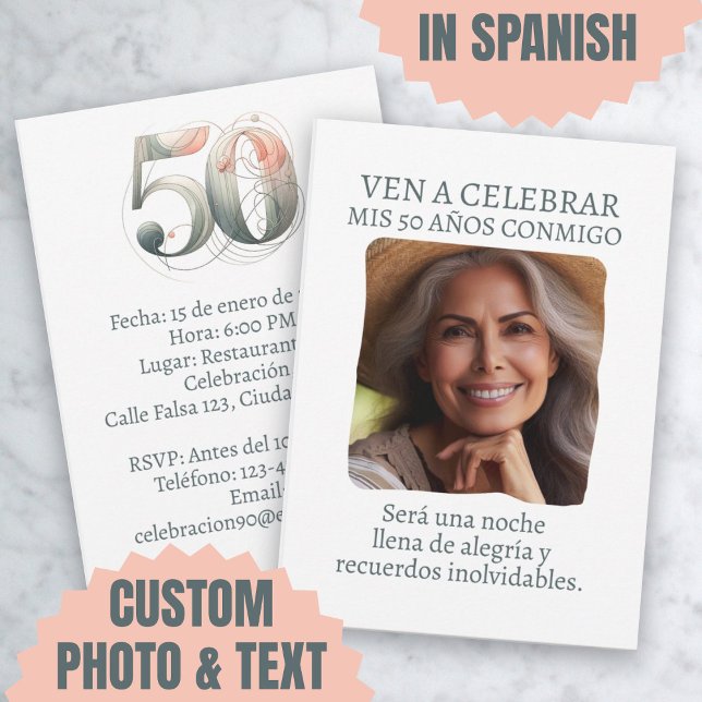 Foto Personalizada Invitación de 50 Años Einladung (Foto Personalizada Invitación de 50 Años Invitation)